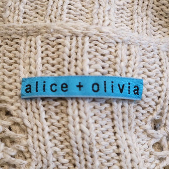 Alice + Olivia Cardigan Sweater Open Knit Ribbed Shawl Collar Long Cocoon Size S - Picture 13 of 15